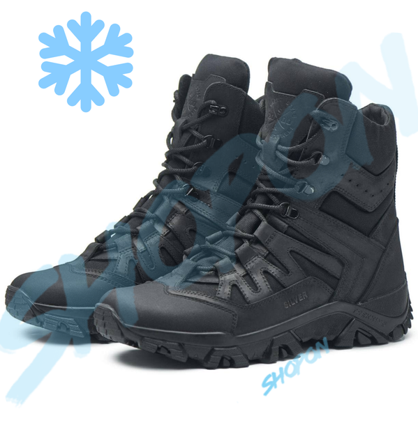 Берці зимові черевики тактичні чоловічі, туфлі тактичні чоловічі берці зимові, натуральна шкіра, розмір 38, Bounce ar. KG-FB-2038, колір чорний - зображення 2