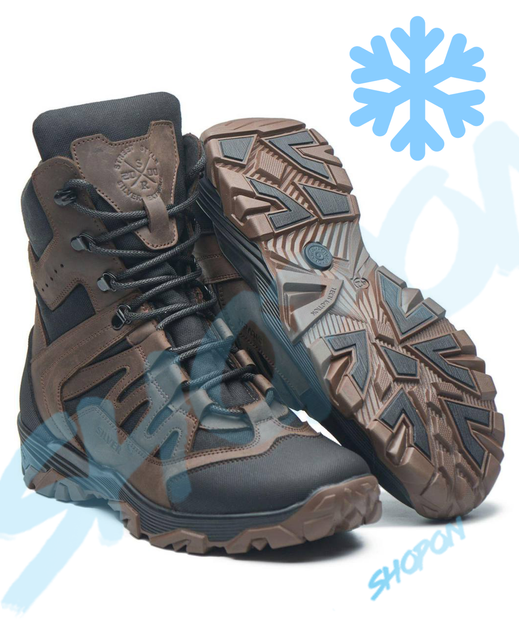 Берці зимові черевики тактичні чоловічі, туфлі тактичні чоловічі берці зимові, натуральна шкіра, розмір 37, Bounce ar. JD-YU-2037, колір коричневий - зображення 1