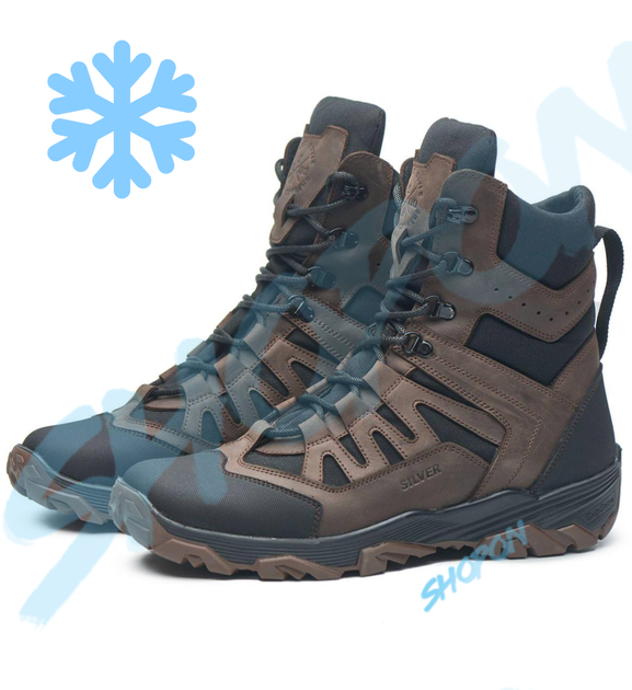 Берці зимові черевики тактичні чоловічі, туфлі тактичні чоловічі берці зимові, натуральна шкіра, розмір 43, Bounce ar. JD-YU-2043, колір коричневий - зображення 2