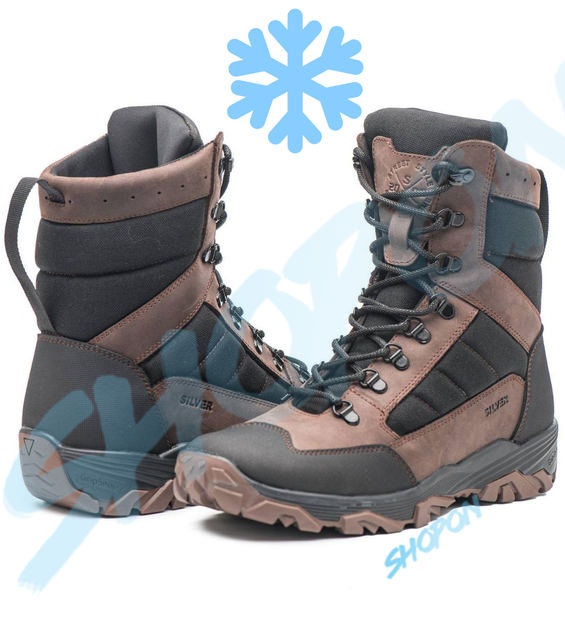 Берцы зимние ботинки тактические мужские, черевики тактичні чоловічі берці зимові, натуральна шкіра, размер 44, Bounce ar. WE-OI-2044, цвет коричневый - изображение 2