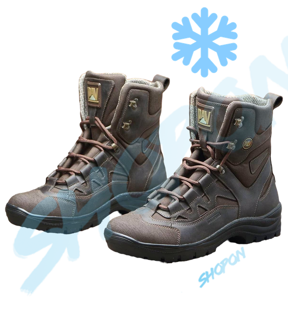 Берці зимові черевики тактичні чоловічі, туфлі тактичні чоловічі берці зимові, натуральна шкіра, розмір 45, Bounce ar. SF-UJ-2145, колір коричневий - зображення 1