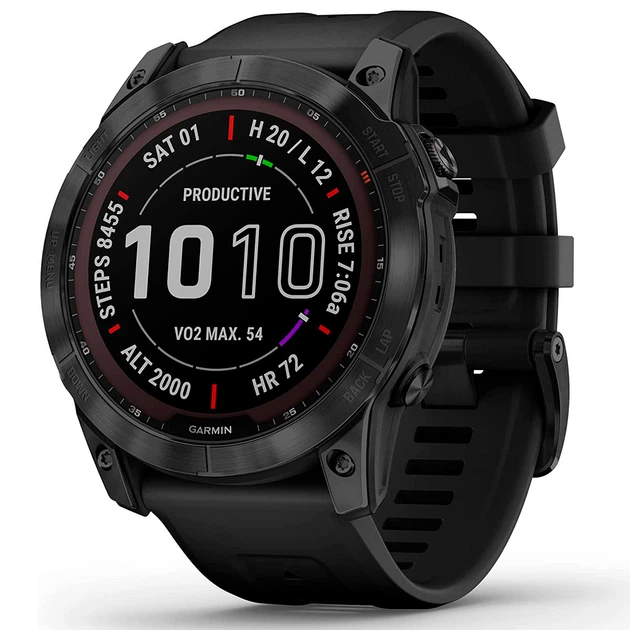 Спортивные часы Garmin Fenix 7X Sapphire Solar Black DLC Titanium with Black Band - Фото 1 Спортивные часы Garmin Fenix 7X Sapphire Solar Black DLC Titanium with Black Band - изображение 1