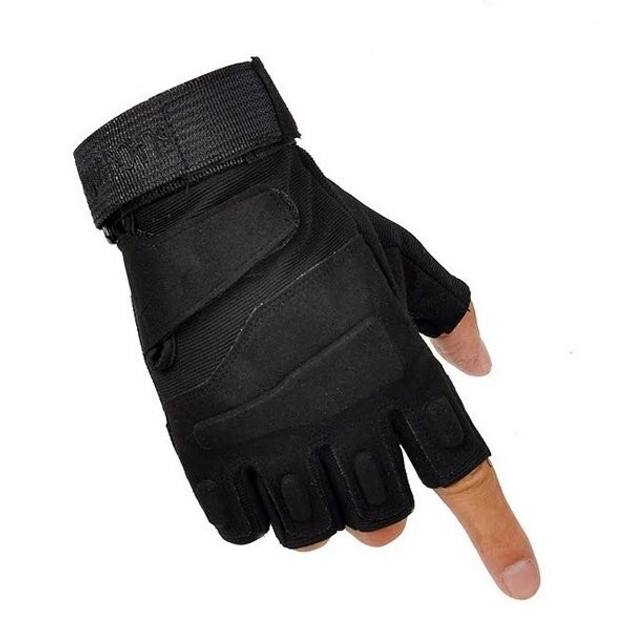 Перчатки тактические без пальцев Перчатки тактические беспалые Размер XL Черный 1224 - изображение 1