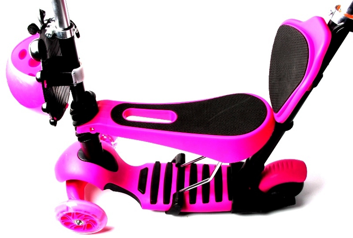 Дитячий триколісний самокат Scooter Сонечко 5 в 1 з сидінням і батьківською ручкою, Pink - зображення 3