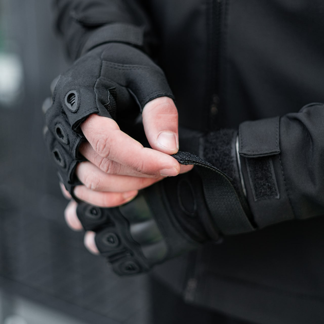 Тактичні рукавиці безпалі з накладкою uwest Чорні Розмір L - зображення 2