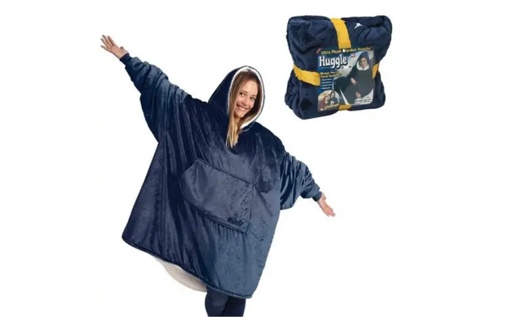 Плед толстовка с капюшоном и рукавами Huggle Hoodie оверсайз Синий One Size - изображение 5