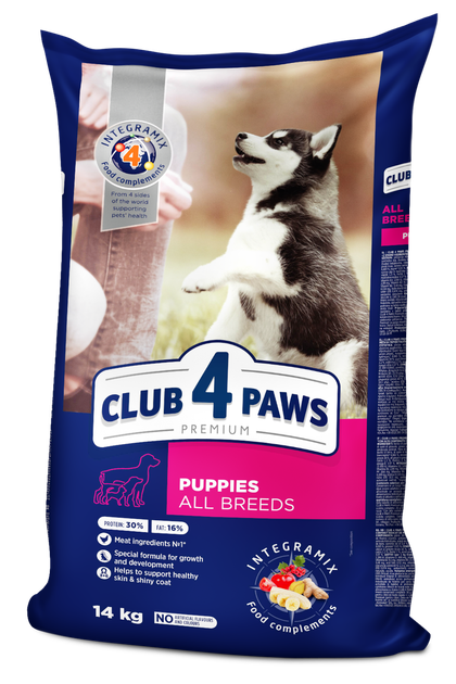 Сухий корм для цуценят з куркою 14 кг CLUB 4 PAWS Клуб 4 Лапи - Фото 1 Сухий корм для цуценят з куркою 14 кг CLUB 4 PAWS Клуб 4 Лапи - зображення 1