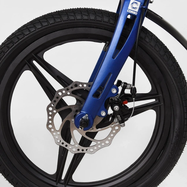 Детский двухколесный велосипед CORSO Connect MG-18734 колеса 18" с дисковыми тормозами и дополнительными колесами, Сине-черный - изображение 7