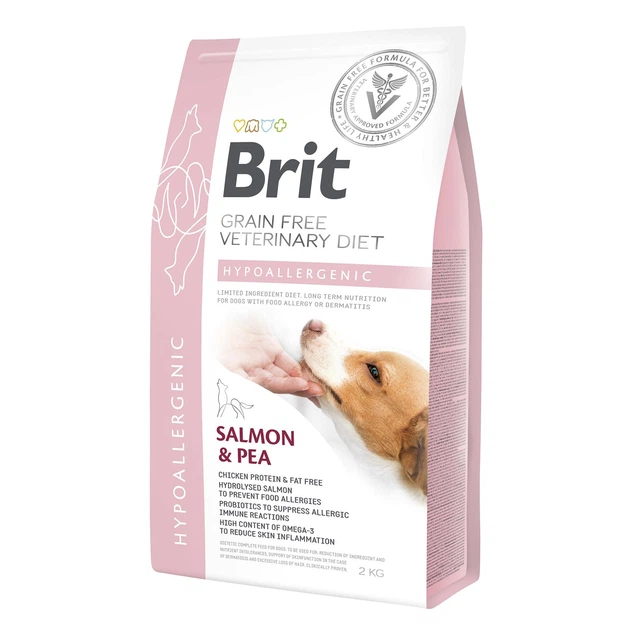 Сухой корм Brit GF VetDiet Dog Hypoallergenic для собак, при пищевой аллергии, с лососем, горохом и гречкой, 2 кг - изображение 2