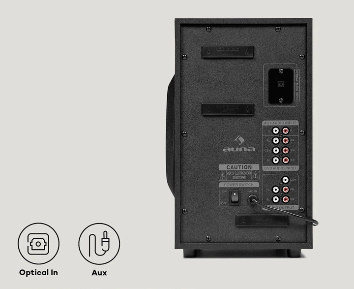 Акустична система Auna Area 525 DG 5.1 (10036135) 125Вт RMS BT USB SD AUX - Фото 6 Акустична система Auna Area 525 DG 5.1 (10036135) 125Вт RMS BT USB SD AUX - зображення 6