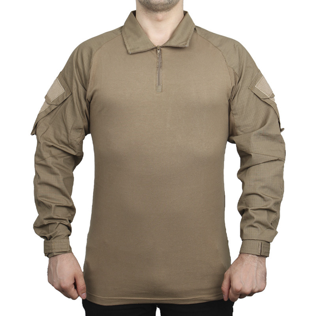 Тактическая рубашка Lesko A655 Sand Khaki 3XL тренировочная хлопковая рубашка с липучками на рукавах TK_1583 - изображение 2
