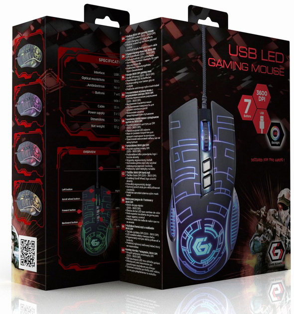Мышь Gembird MUSG-RGB-01 USB Black - изображение 7