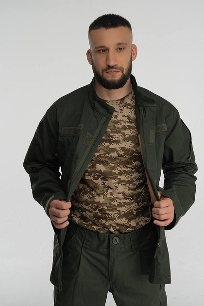 Тактическая военная форма комплект костюм, ( Куртка + Штаны ), Камуфляж " Олива ", Размер: XL - изображение 2