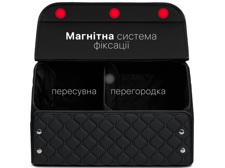 Автомобильный органайзер (саквояж) в багажник Audi/Ауди черный размер M с премиум экокожи 0333M - изображение 2