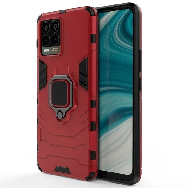 Чохол Iron Ring для Realme 8 / Realme 8 Pro бампер протиударний з підставкою Red - Фото 4 Чохол Iron Ring для Realme 8 / Realme 8 Pro бампер протиударний з підставкою Red - зображення 4