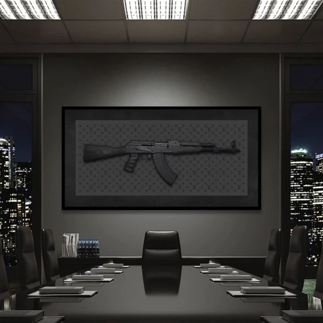 Картина Холстович AK-47 30х60 см. Картина для офісу, вітальні, спальні, інтер'єру, подарунок чоловікові на день народження - Фото 1 Картина Холстович AK-47 30х60 см. Картина для офісу, вітальні, спальні, інтер'єру, подарунок чоловікові на день народження - зображення 1