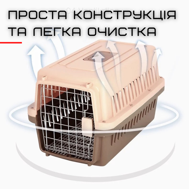Переноска Для Кошек и Собак Контейнер 48*32*30 см Для Авиа Перевозок Животных с Металлическими Креплениями и Дверью + Замок до 9 кг - изображение 3
