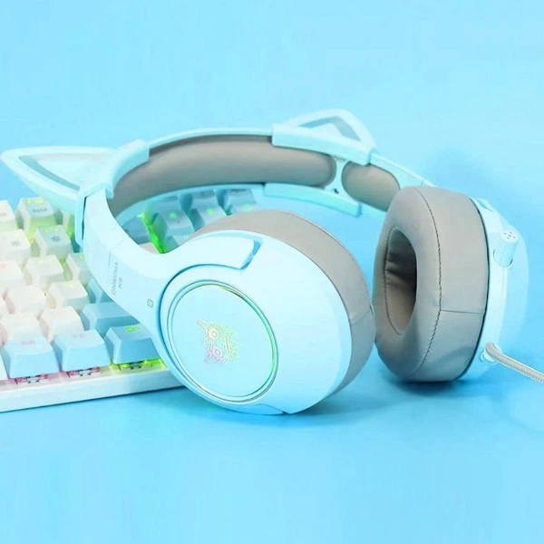Игровые наушники Onikuma K9 с микрофоном и LED RGB подсветкой кошачьи ушки проводные Green - Фото 7 Игровые наушники Onikuma K9 с микрофоном и LED RGB подсветкой кошачьи ушки проводные Green - изображение 7