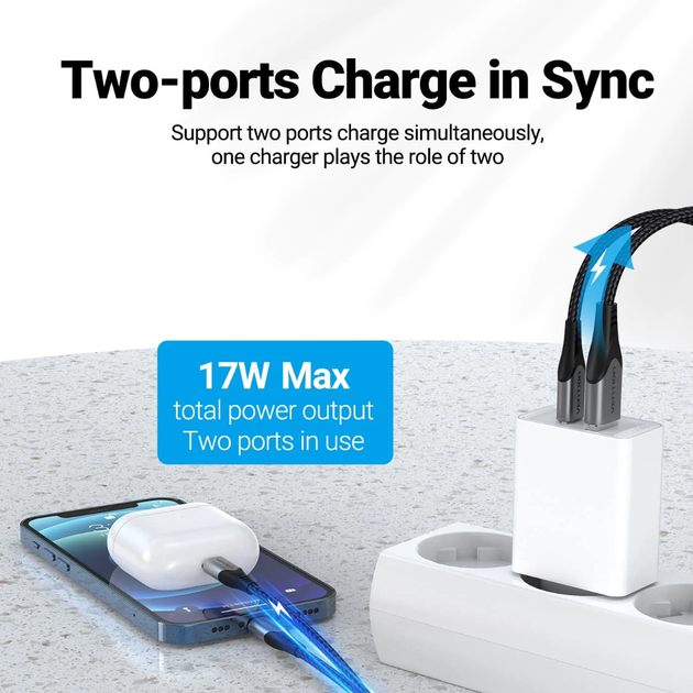 Зарядний пристрій Vention USB Type C + QC4.0 (18-20W) White (FBBW0-EU) - зображення 6