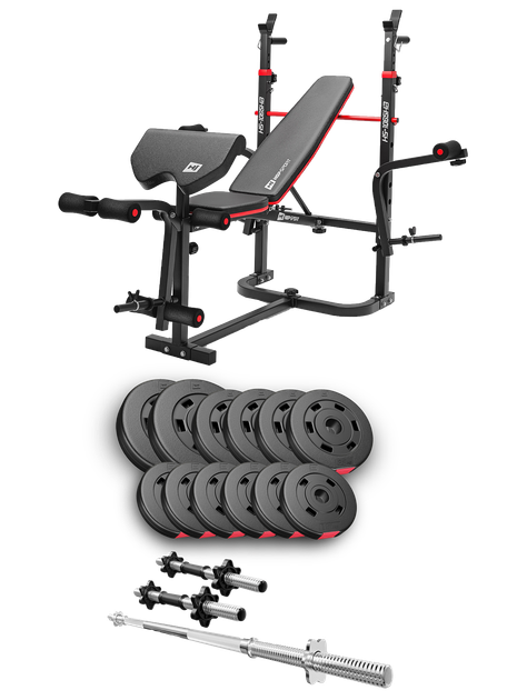 Набор Hop-Sport Premium 38 кг со скамьей HS-1065HB Pro штанга гантели регулируемая для жима универсальный - Фото 12 Набор Hop-Sport Premium 38 кг со скамьей HS-1065HB Pro штанга гантели регулируемая для жима универсальный - изображение 12