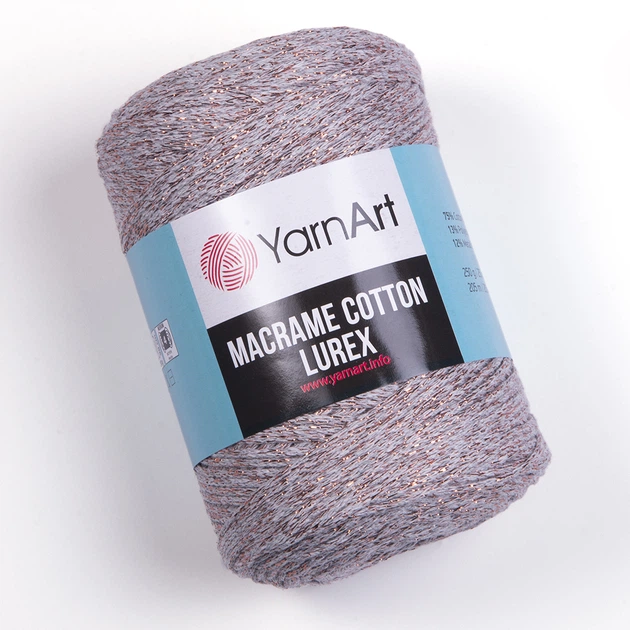 Пряжа YarnArt Macrame Cotton Lurex / ЯрнАрт Макраме Коттон Люрекс 727 сірий - бронза - Фото 1 Пряжа YarnArt Macrame Cotton Lurex / ЯрнАрт Макраме Коттон Люрекс 727 сірий - бронза - изображение 1