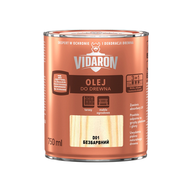Олія для деревини Vidaron D01 безбарвна 0,75 л - зображення 1