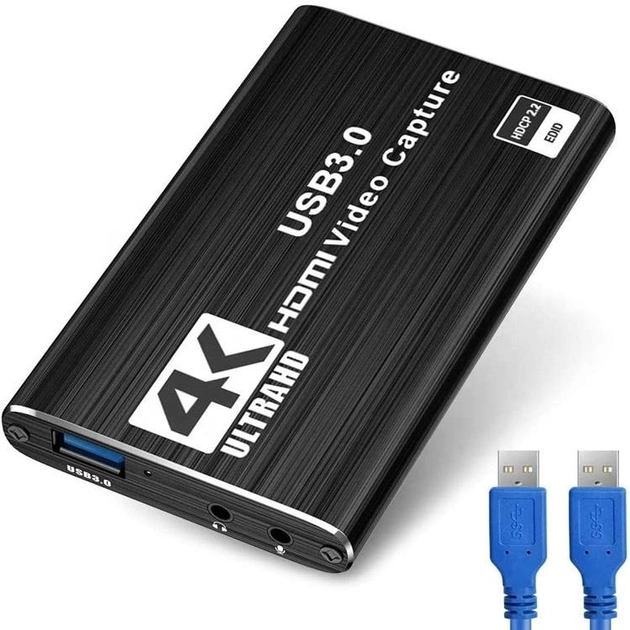 Внешняя карта видеозахвата для записи, стриминга и оцифровки видео на 2 монитора Addap VCC-04 | USB 3,0, HDMI Loop out, 4K - изображение 2