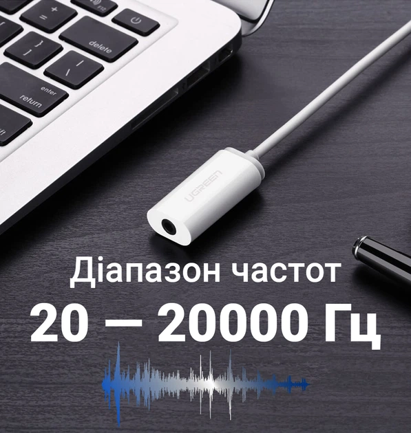 Внешняя звуковая карта Ugreen WUS206 2в1 USB Audio Adapter TRRS USB 2.0 белая (7165) - изображение 6