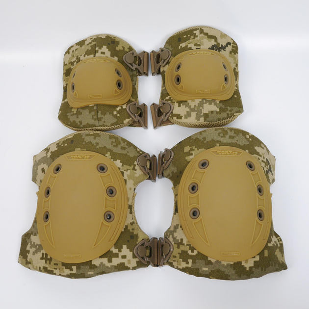 Комплект армійські захисні наколінники + налокітники Kiborg UA222 Койот - зображення 1