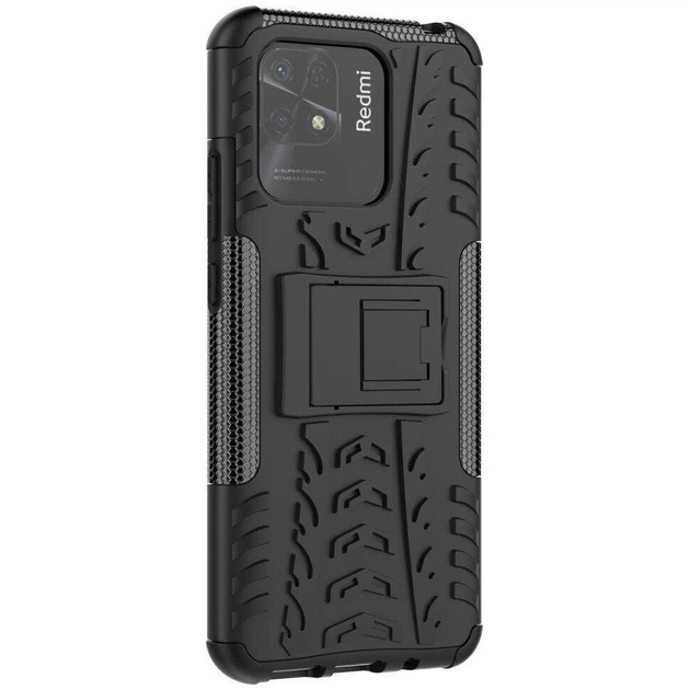 Чехол Armor для Xiaomi Redmi 10C бампер противоударный с подставкой Black - Фото 4 Чехол Armor для Xiaomi Redmi 10C бампер противоударный с подставкой Black - изображение 4