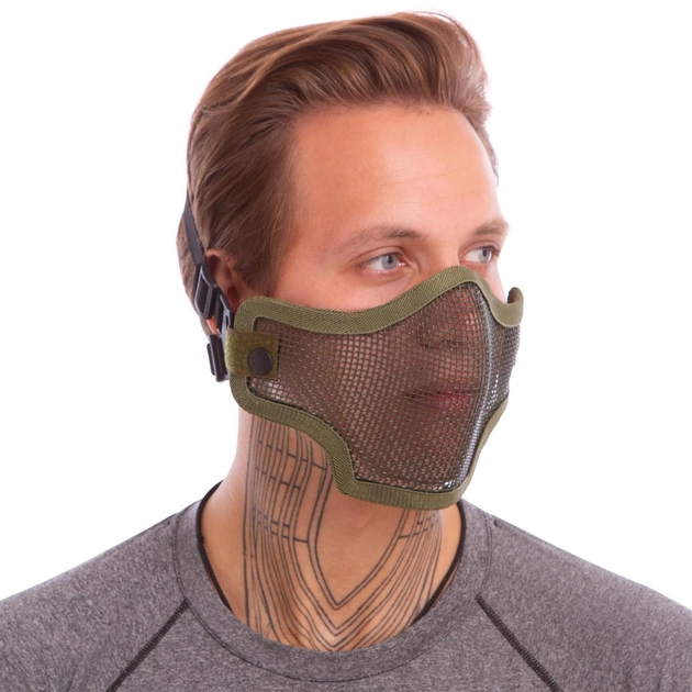 Маска защитная пол-лица из стальной сетки для пейнтбола Zelart CM01 Olive - изображение 1