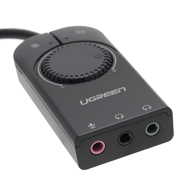 Внешняя USB звуковая карта Ugreen CM129 с регулятором громкости, 3в1 - изображение 1