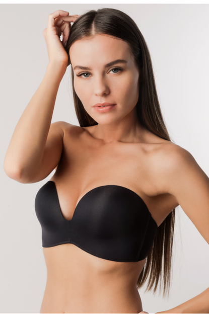 Балконет із глибокою відкритою лінією декольте без кісточок Luna 75B чорний L1523A - Фото 3 Балконет із глибокою відкритою лінією декольте без кісточок Luna 75B чорний L1523A - зображення 3