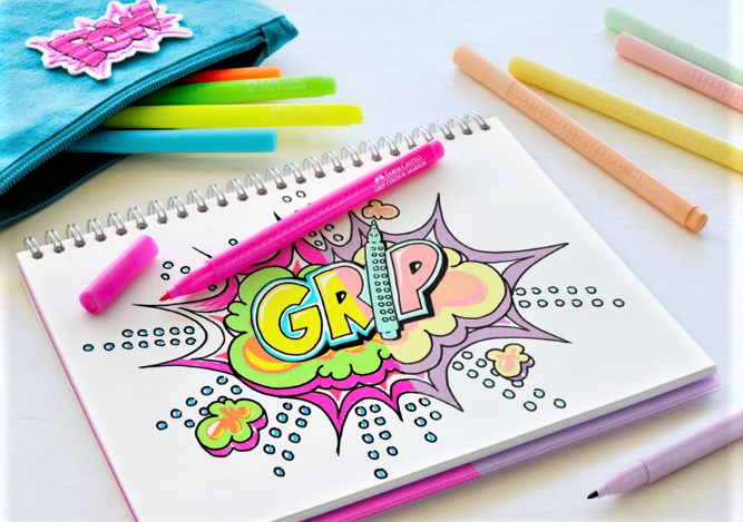 Набір фломастерів 10 кольорів NEON+PASTEL GRIP тригранні Faber-Castell Grip 155312 - изображение 3