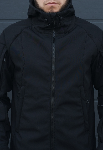 Куртка тактическая на молнии с капюшоном soft shell S oborona black - изображение 2
