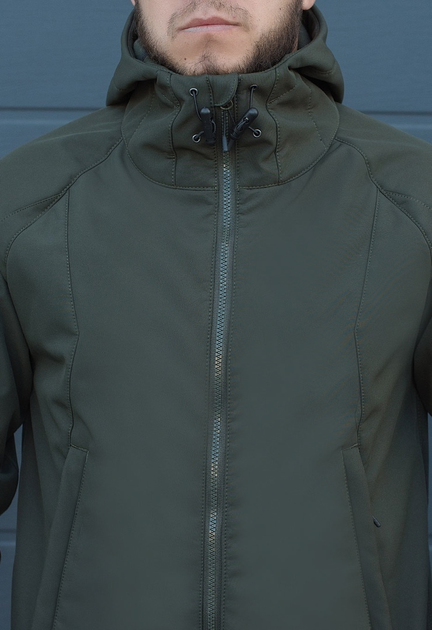 Куртка тактична на блискавці з капюшоном soft shell L oborona khaki - зображення 2