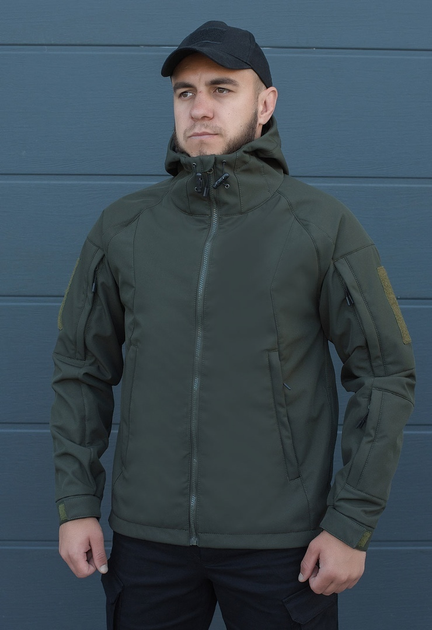 Куртка тактична на блискавці з капюшоном soft shell M oborona khaki - зображення 1