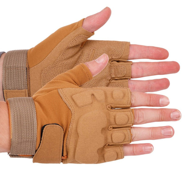 Тактичні рукавички з відкритими пальцями Zelart Blackhawk 4380 розмір XL Khaki - зображення 1