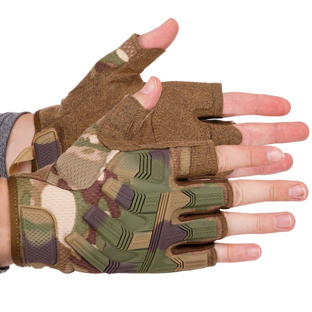 Тактичні рукавички з відкритими пальцями Zelart 8808 розмір L Camouflage - зображення 1