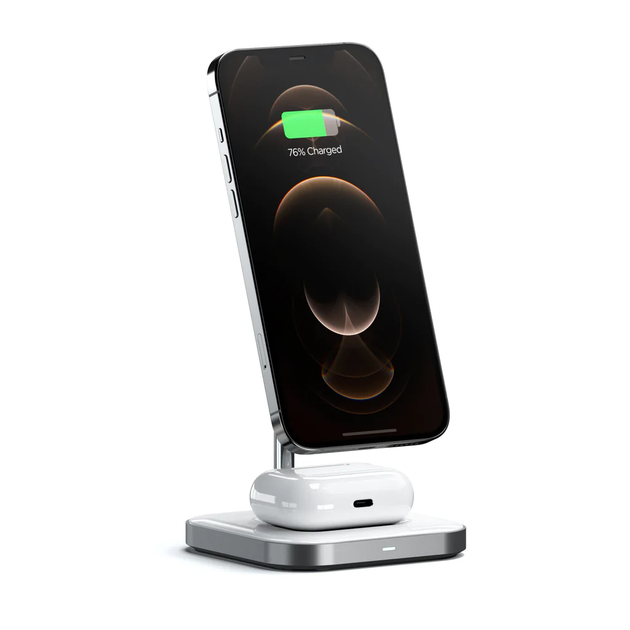 Беспроводное зарядное устройство Satechi Aluminum 2-in-1 Magnetic Wireless Charging Stand Space Grey (ST-WMCS2M) [70941] - изображение 5