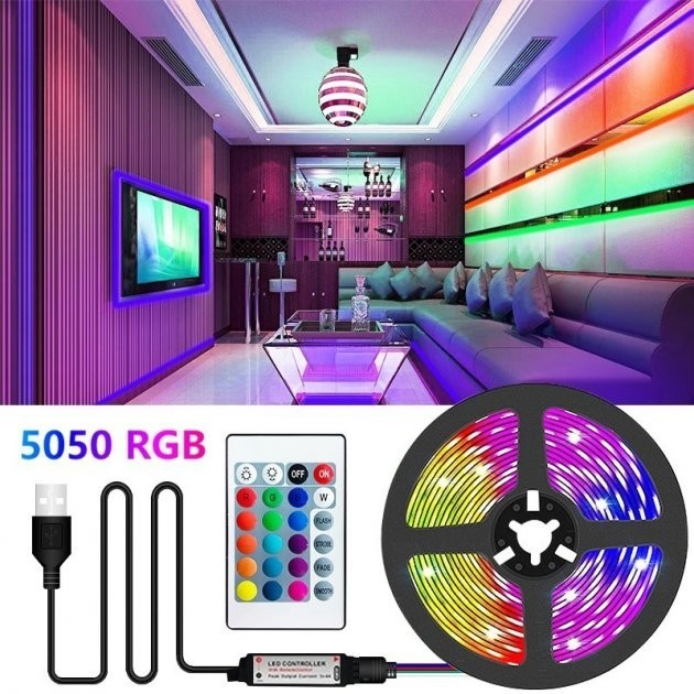 Лента светодиодная RGB 5050 с пультом от USB для фоновой подсветки ...