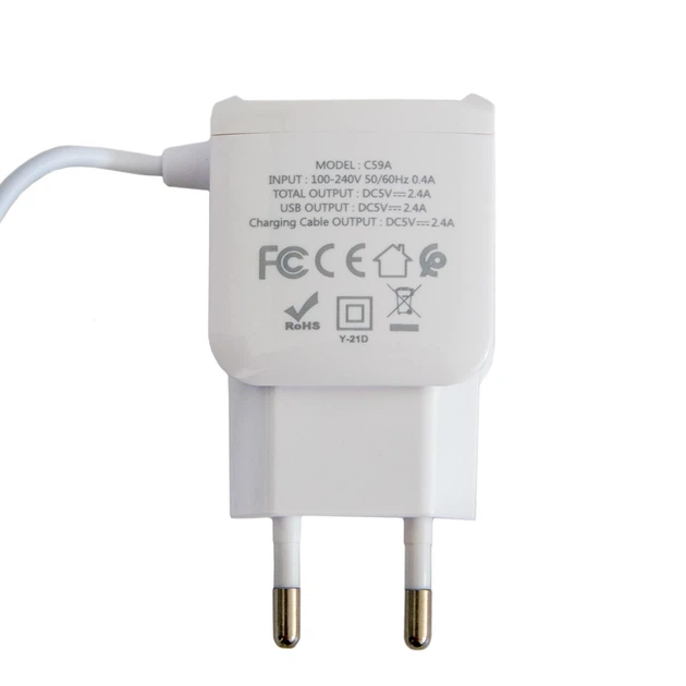 Зарядное устройство для телефона Hoco C59A 2USB с кабелем MicroUSB белый, адаптер для зарядки телефонов (1009405-White) - изображение 2