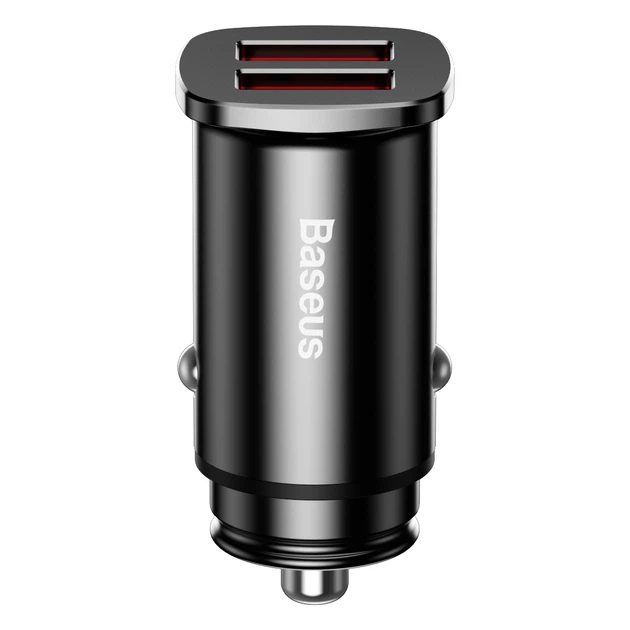 Адаптер автомобильный BASEUS Square metal QC3.0 2USB 30W 5A Black - Фото 4 Адаптер автомобильный BASEUS Square metal QC3.0 2USB 30W 5A Black - изображение 4