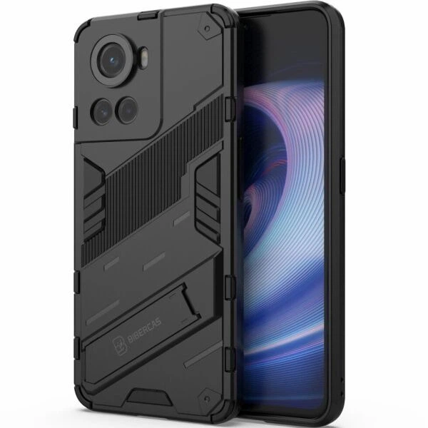 Защитный чехол с подставкой Deexe Bibercas для OnePlus Ace / 10R - Black - изображение 2