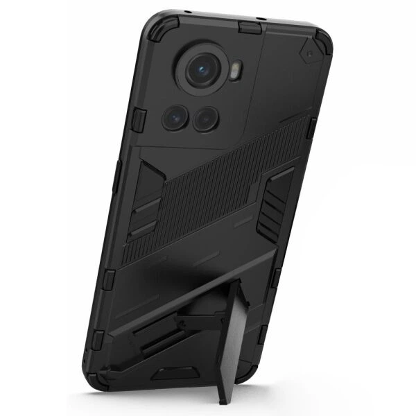 Защитный чехол с подставкой Deexe Bibercas для OnePlus Ace / 10R - Black - изображение 3