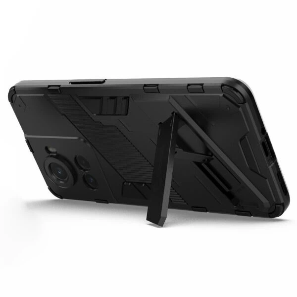 Защитный чехол с подставкой Deexe Bibercas для OnePlus Ace / 10R - Black - изображение 4