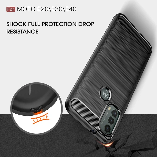 Чехол Carbon для Motorola Moto E20 / E40 бампер противоударный Black - Фото 6 Чехол Carbon для Motorola Moto E20 / E40 бампер противоударный Black - изображение 6