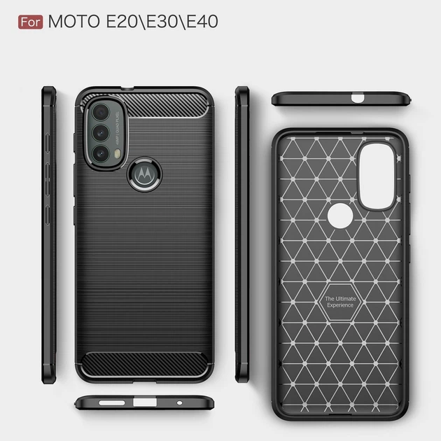 Чехол Carbon для Motorola Moto E20 / E40 бампер противоударный Black - Фото 7 Чехол Carbon для Motorola Moto E20 / E40 бампер противоударный Black - изображение 7