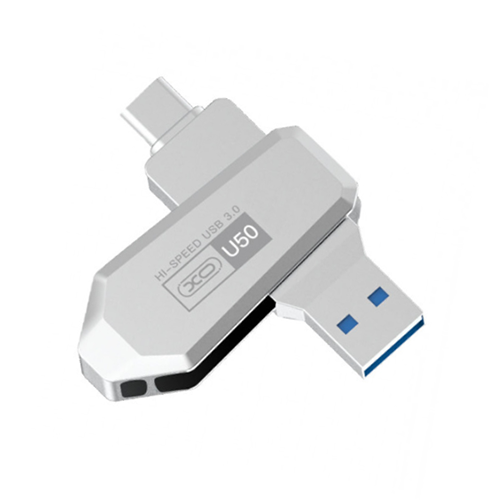 Флеш пам'ять XO U50 2 в 1 (USB3.0/Type-C) (32Gb) Сріблястий - Фото 1 Флеш пам'ять XO U50 2 в 1 (USB3.0/Type-C) (32Gb) Сріблястий - зображення 1