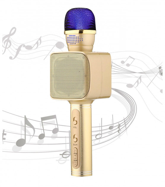 Беспроводной Bluetooth микрофон для караоке DM YS-68 + колонка 2 в 1 Золотой - изображение 2